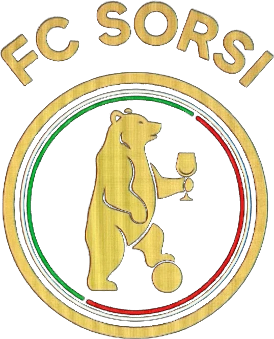 Wappen des FC Sorsi: Bär mit Weinglas und Ball